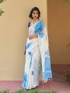 MG 596 Plain Linen With Gold Jari Border Printed Saree Exporters In India